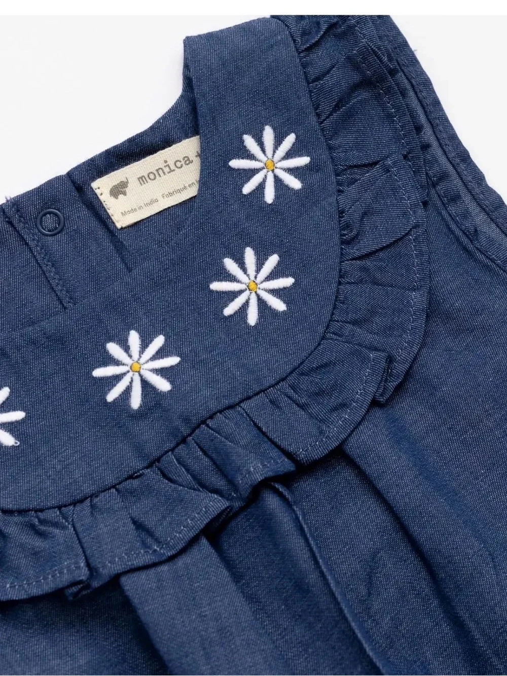 EUC Monica + Andy Embroidered Bib Chanbray Dress
